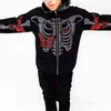 Zip Hoodie Herren Y2K Kleidung Hoodie Mode Hoodies Goth Strass Schmetterling Skelett Print Langarm Sweatshirt Übergroßes Top