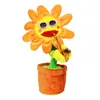 Saxofondans och sång blomma förtrollande solros mjuk fyllda plyschleksaker rolig elektrisk för barnfest kawai 220715