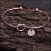 Link Chain Bracelets Jewelry Classical 26 Letter Rose Gold Sier Color Knot Heart Bracelet Bangle Zinc Alloy Round Pend Dh9Nz
