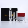 Nector Collector Kits Mini Handrökning Pipes 10mm Joint Glass Nector Collectors Rökning Tillbehör Små olja Dab Rigs Box Förpackning