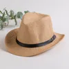 Herr mitten av brim halm hattar sommar jazz hatt herrar fedora cap klassisk strand panama hatt