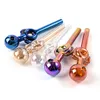 Colorful Two Styles Electroplate Smoking Pipe For Hookahs Colorful Glass Pyrex Oil Burner Pipes Tobacco Wax Dab Rigs Accessories SW134 SW137
