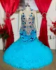 2022 Plus Taille Arabe Aso Ebi Luxueux Sirène Sexy Robes De Bal Perles Cristaux Soirée Formelle Deuxième Réception Anniversaire Robes De Fiançailles Robe ZJ550