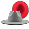 Homens do `s jazz vermelho tamp de fundo fedoras chapéus de cowboy para mulheres e homens dupla face cor chapéu atacado