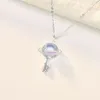 Original S925 Sterling Silver Aurora Planet Key Necklace Kvinnlig koreansk enkel personlighet Key Moonstone Pendant