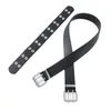 Cinturones de doble fila con ojales, cinturón negro de aleación a la moda para mujer, de lujo para hebilla de Pin, vaqueros decorativos para mujer, cinturones Retro PunkBelts Fred22