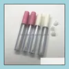 Packing Bottles Office School Business Industrial 2.5Ml Frosted Clear Empty Lip Gloss Containers Tube L Lid Balm Brush Tip Applicator Wand