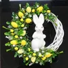 新しい2022春のイースターの花輪のウサギの装飾的なオブジェクトアクリル漫画のモダンな単純さの家族の装飾小道具の贈り物イースターのバニーの花輪のためのイースターのバニーの花輪
