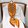 Foulard à pois pour femmes, petit foulard étroit et slim en soie, sacs féminins, ruban, cravate, foulard de cou pour cheveux