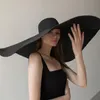 70 cm de tamanho grande Brim Sun Hat Hat Travel Large UV Proteção UV Chapéus de palha de praia feminino Fluppy Followable Chapeaux atacado 220525