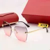 Diseñador Diamond Metal Eye Rimless Cut Gafas de sol Gafas de sol para hombre Shades Ladies Luxury Vintage Gafas de sol 7234