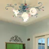 American LED Ceiling Lights Living Room Handmade Iron Rose Flower Lamp Bedroom Kitchen Lamps Korean Light Fixtures For Celling