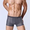 4pcs Mesh Shorts sous-vêtements Cool Ice Silk Mens Boxer sous-pants super respirant hommes sexy mince homme culotte l7xl y200414