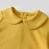 Primavera Autunno Twin Abbigliamento per bambini Neonato Neonate Tuta in cotone Pagliaccetto Outfit Bavero Bambola Collare Tuta Salopette corta G220510