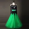 ステージウェアファッション女性ボールルームダンスドレスグリーンコンペティションモダンワルツタンゴコスチュー