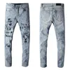 Designer Europese Amerikaanse Heren Jeans Distressed Ripped Biker Fietsen Borduurwerk Broek Slim Fit Motorfiets Denim Broek Mannen Hip Hop Jeans Maat 29-40