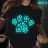 Women Graphic Paws Funny Clothing 90s Ladies Glowing Clothes Lady Tees Tops Female T Shirt Dog Paw Luminous Womens T-Shirt Tops 220705