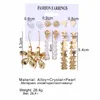 Orecchini a bottone in cristallo con perle a forma di stella di moda per le donne Set geometrico di fiori in acrilico con nappe bohémien Set di gioielli per orecchie femminili