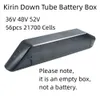 Kirin 21700 Down Tube Battery Box 48V 52V Empty Battery Case with 56pcs 21700 Cell Holder