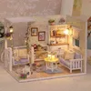 Maison de poupée meubles bricolage Miniature 3D en bois Miniaturas maison de poupée jouets pour enfants cadeaux d'anniversaire Casa chaton journal