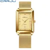 Custom New Dign retangular gold Stainls Steel Waterproof Japane Quartz Charm Reloj de pulsera de lujo para hombres
