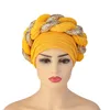 Arab Wrap Muslim Scarf Hijabs Turbans African Headtie Sequin Braid Hat For Women Pleated Beanie Headwrap Hair Accessories 220725