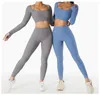 Yoga Outfit Seamless Workout Set Ribbed Suit For Women Two Piece Sets Gym Clothes Sports SuitsYoga