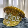 Berets Stlye Women Bride Military Hat Luxury Sequin Burning Captain Sergeant Rhinestone Festival Birthday Part HatBerets Davi22