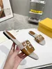 Women Sandal Shoes Slipper Slide Flats F-Logo Bicolor Flat Sandals Luxury Brands Pop Heels Leather Rubber Sole Box 35-42Size