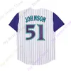 Baseball Jerseys Randy Johnson Jersey Vintage 2001 WS 1999 Turn Back Krijtstreep Pensioen Hall of Fame Patch Vintage Black Mesh Navy White Expos Blue Size Adult