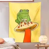 Tapestries Frog Mushroom Tapestry Wall Hanging Decor Animal Hipster Cute Retro 70s Boho For Room Bedroom Art Home DecorTapestries