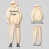 Forcustomization OEM 2022 Custom Men Men Coolie Set Set -Chine 80% хлопок 20% полиэфирного с длинным рукавом отпечатанные спортивные штаны и толстовка