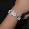 Vergoldete CZ 18 mm 16 18 20 22 24 Zoll kubanische Kette Halskette 7 8 Zoll Armband Modeschmuck für Männer Frauen320N