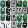 Mens Basketball Jayson Tatum Jersey 0 Gordon Walker 8 Larry Brown 7 Edição ganhou City Black Green White Top Q Jerseyys