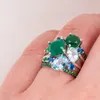 Cluster Rings GEM'S BALLET Natural Green Agate Topaz Finger Ring For Women Wedding Real 925 Sterling Silver Stack Gemstones Fine Jewelry