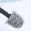 Epacket Toilet brush leakproof with base silicone toilet flat head flexible soft brushes7989447