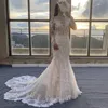 Chic Lace Mermaid Boho Wedding Dress 2022 Long Sleeve Backless Bohemian Wedding Gowns Trumpet Train Garden Country Bridal Dresses Women Robe De Mariée