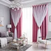 MIDSUM Blackout Curtains For Living Room Star Hollow Decoration Window Blind Cloth Tulle Double Layer Bedroom Curtain For Home 220511