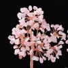 Natural Pink Crystal Tree Copper Wire Gravel Quartz Arts Trees Ornament Decoration for Home