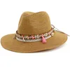 Szerokie brzegowe czapki HT3585 Panama Hat Women Men Summer Sun Beach Słom