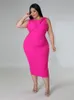 Plus size jurken witte vrouwen o nek mouwloze sexy bodycon gebreide elastische cocktailcocktail party jurken outfits 4xl