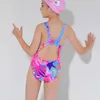 BaNFeI Professional Swimsuit Girls Quick Dry Swimming Train Thong Swimwear for Kids Children Print Plus Size Teens 220315