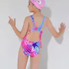 BaNFeI Professional Swimsuit Girls Quick Dry Swimming Train Thong Swimwear for Kids Children Print Plus Size Teens 220315