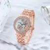 Armbanduhren Schmetterling Uhren für Frauen Rose Gold Uhr Mode Genf Luxus Weibliche Strass Stahl Relogio Masculino