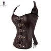 بانك نمط الشرير Halterneck bustier bustier corselet women body body shaper up boned boned corset black brown 901