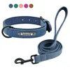 Anpassade hundkrage Läder Personlig Pet Tag Collar Leash Lead For Small Medium Large S Pitbull Bulldog Pugs Beagle 220510