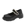 Zapatos de vestir 2022 Mujeres casuales Slip On Flats Mujer Solid Black PU Loquers de cuero Zapatos de Mujer Drop de punta redonda Plataforma