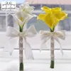 Flores casamento perfumelifeoh amarelo branco calla noiva buquê nupcial flor de dama de honra ao ar livre