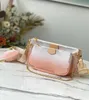 المفضلة الفاخرة متعددة Pochette اكسسوارات مصمم حقائب مستديرة محفظة نسائية للعملات المعدنية لصق العملاق قماش جلد البقر محفظة كتف حقيبة كروسبودي أعلى جودة