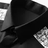 Мужские повседневные рубашки Minglu Коттон мужской роскошный плечо с длинным рукавом и вышивкой манжеты Musen